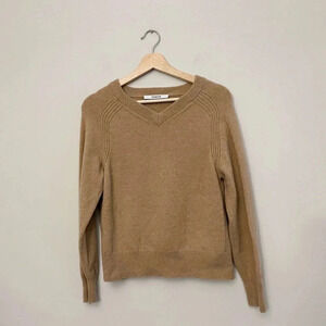 Thakoon wool sweater camel color chic casual career preppy academia